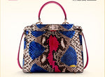 100% Genuine Python Snake Skin Bag Lady women Designer Handbag, Colorful Snake Leather